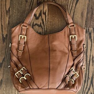Michael Kors Tan Leather Shoulder Bag with Gold Accents